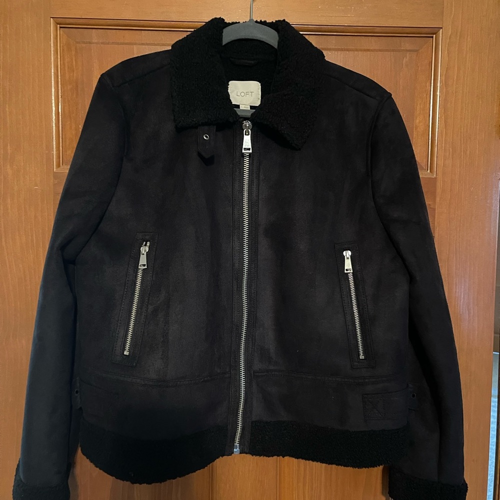 Loft suede sherpa jacket size L NWT